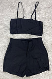 Euramerican Women High Elastic Pure Color Cowboy Condole Belt Sexy Shorts Sets AMM8341
