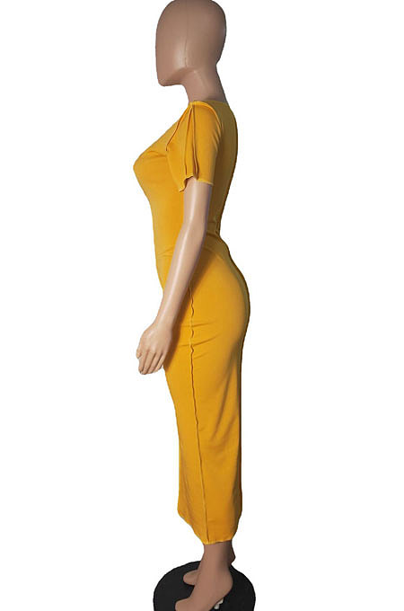 Sexy Bind Pure Color Midi Dress R6428