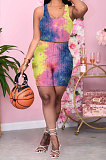 Walf Checks Casual Vets Tie Dye Sport Fifve Shorts Two-Pieces Q821