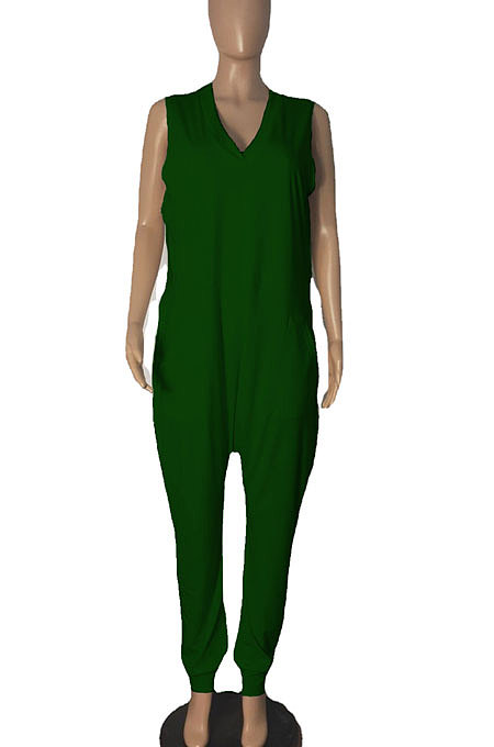 Pure Color Sleeveless Loose Casual Jumpsuits R6427