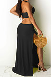 Pure Color Sexy Split Long Dress R6425