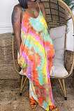 Pure Color Sexy Condole Belt Open Fork Long Dress R6426
