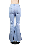 Summer Casual Water Washing Bind Cowboy Flared Pant E8596 