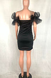 Pure Color Spliced Sexy Mini Dress R6303