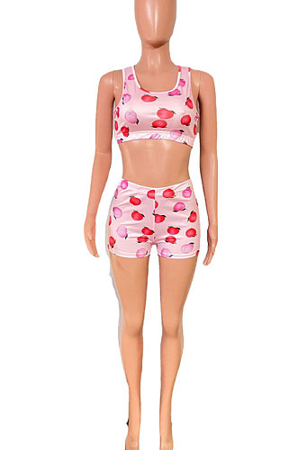 Trendy Printing Fruit Vest Shorts Sets  R6437