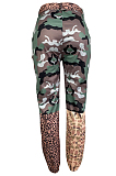 Fashion Casual Camouflage Leopard Grain Cargo Pants With A Belt LS6435