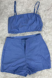 Euramerican Women High Elastic Pure Color Cowboy Condole Belt Sexy Shorts Sets AMM8341