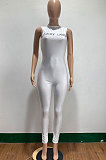 Spring Summer Sleeveless Pure Color Embroidered Tight Yoga Suits Bodycon Jumpsuits AMM8340