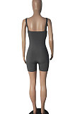 Soft Fabric Pure Color Condole Belt Casual Sport Romper Shorts R6433