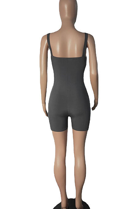 Soft Fabric Pure Color Condole Belt Casual Sport Romper Shorts R6433