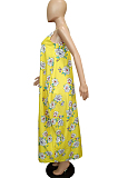 Fshion Digital Printing Irregularity Sling Dress LS6167