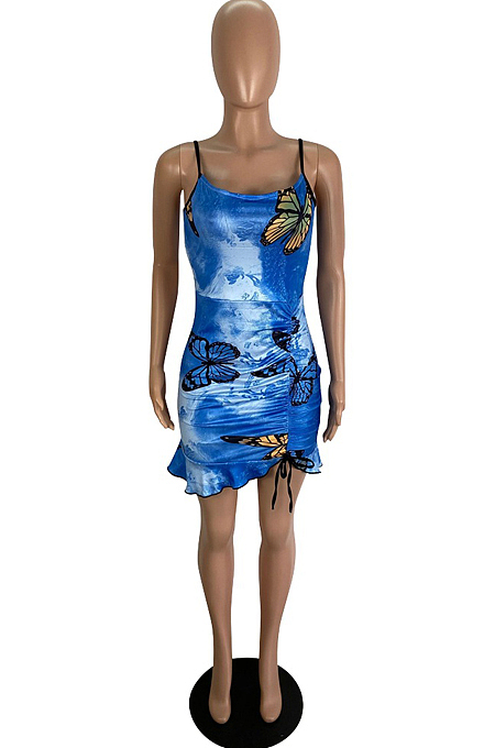 Sexy Cultivate One's Morality Butterfly Print Sling Dress LS6434