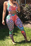 Sexy Halter Neck Chest Wrap Printing Tight Yoga Suits Two-Pieces AMM8344