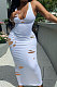 Deep V Neck Cultivate One's Morality Hole Hurnt Flower Sexy Long Dress Q829