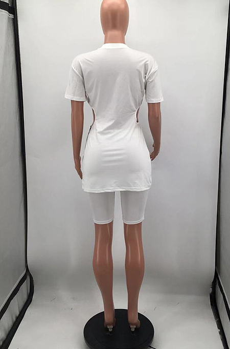 Summer Fashion Hollow Out Zipper Pure Color Two-Piece HH8972