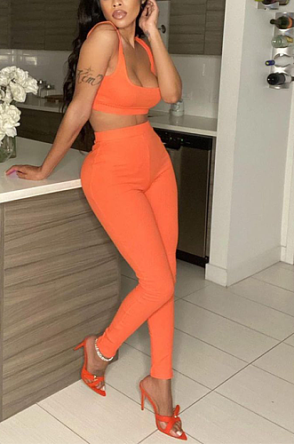 Euramerican Fashion Trendy Vest Pure Color Pants Sets  SML8242