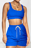 Pure Color Pineapple Cloth Sports Yoge Vest Shorts Two-Piece TRS1143