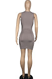 Women Bind Hollow Out Dew Waist Sleeveless Package Buttocks Mini Dress CY1329