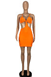 Condole Belt Dew Waist Package Buttocks Pure Color Mini Dress CY1328