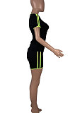 Pure Color Parallel Bar Design Rest Sport Short Sleeve Shorts Sets MOL163