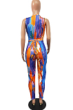 Summer Fashion Tie Dye Chest Wrap Sexy Jumpsuits H1642