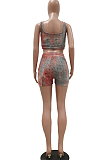 Fashion Women Tie Dye Yoge Sports Vest Shorts Two-Piece TRS1145