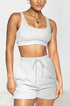 Pure Color Pineapple Cloth Sports Yoge Vest Shorts Two-Piece TRS1143