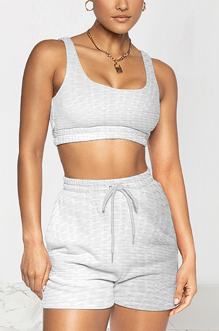Pure Color Pineapple Cloth Sports Yoge Vest Shorts Two-Piece TRS1143