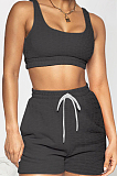 Pure Color Pineapple Cloth Sports Yoge Vest Shorts Two-Piece TRS1143