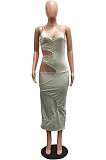 Fashion Sexy Pure Color Sling Tight Dress H1639