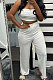 Fashion Pure Color Chest Wrap Loose Long Pants Sets R6436