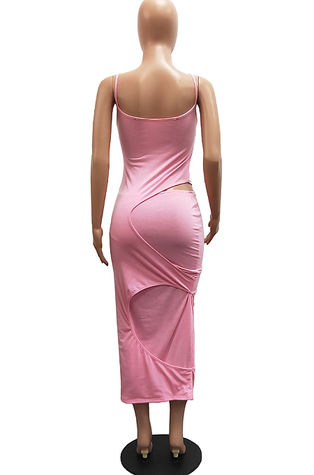 Fashion Sexy Pure Color Sling Tight Dress H1639