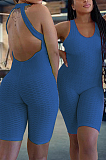 Euramercan Sexy Bubble Cloth Pure Color Backless Jumpsuits BM7186