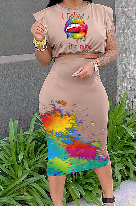 Summer Sleeveless Shoulder Pads T-Shirt One-Step Shirt Print Sets MOM8090