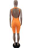 Euramercan Sexy Bubble Cloth Pure Color Backless Jumpsuits BM7186
