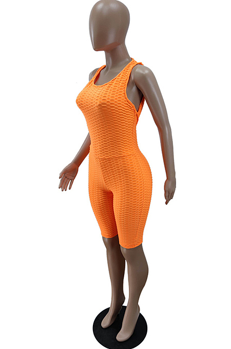 Euramercan Sexy Bubble Cloth Pure Color Backless Jumpsuits BM7186