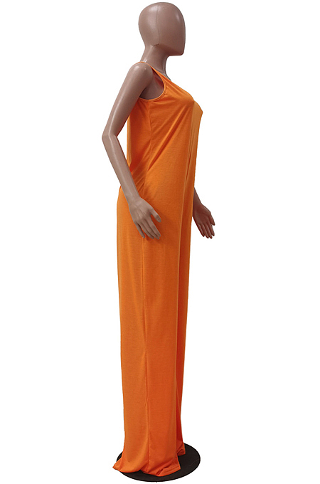 Euramerican Casual Pure Color Vest Loose Pant Jumpsuits TRS1153