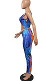 Summer Fashion Tie Dye Chest Wrap Sexy Jumpsuits H1642
