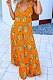 Personality Printing V Neck Sleeveless Knotted Strap Casual Wide Leg Jumpsuits DY6660