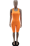 Euramercan Sexy Bubble Cloth Pure Color Backless Jumpsuits BM7186