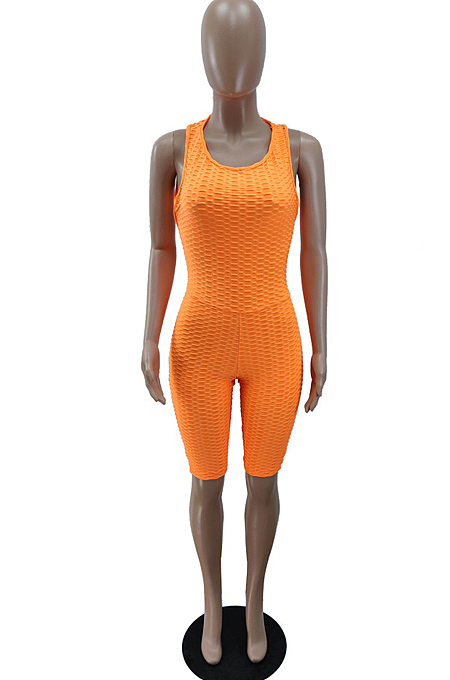 Euramercan Sexy Bubble Cloth Pure Color Backless Jumpsuits BM7186