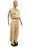 Casual Plus Size Stripe Round Neck Pants Sets  TC068