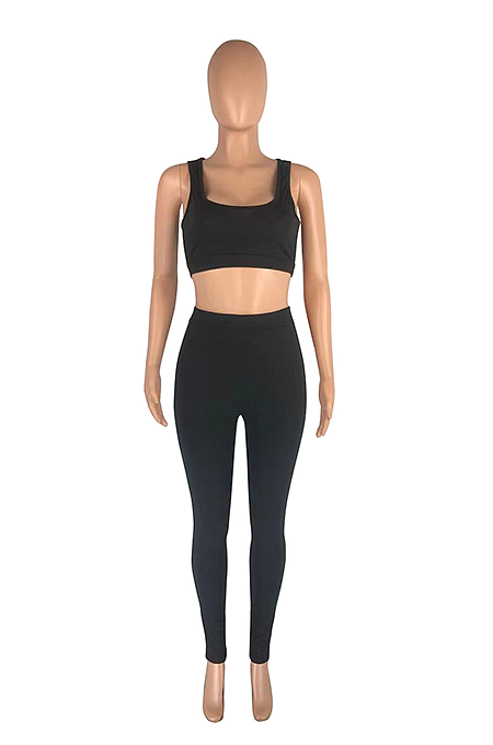 Euramerican Fashion Trendy Vest Pure Color Pants Sets  SML8242