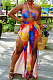 Fashion Tie Dye Halter Neck Sexy Open Fork Two-Pieces RB3163
