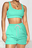Pure Color Pineapple Cloth Sports Yoge Vest Shorts Two-Piece TRS1143