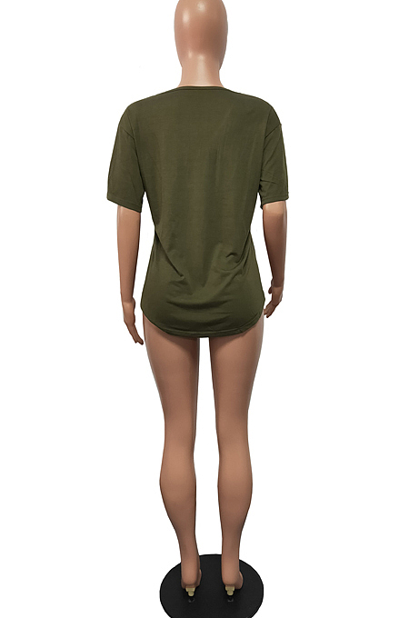Euramerican Sexy V Neck Casual T-Shirts H1643 