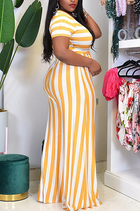 Casual Plus Size Stripe Round Neck Pants Sets  TC068