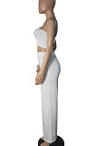 Fashion Pure Color Chest Wrap Loose Long Pants Sets R6436