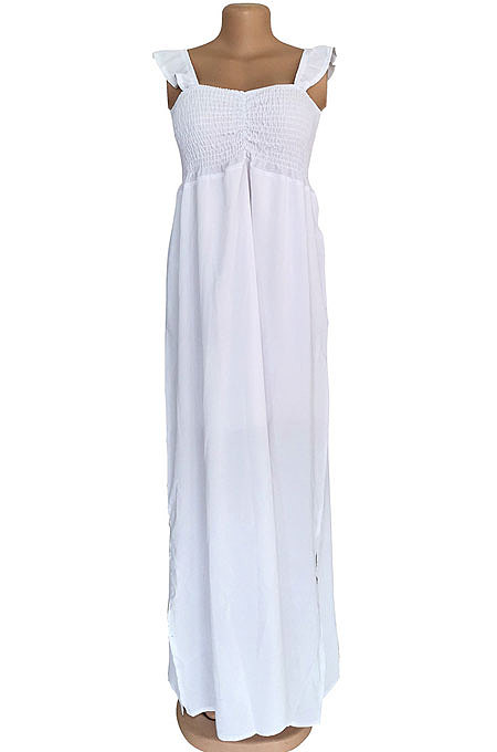 Women Chest Wrap Sleeveless Open Fork Long Dress AL158