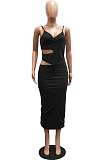 Fashion Sexy Pure Color Sling Tight Dress H1639